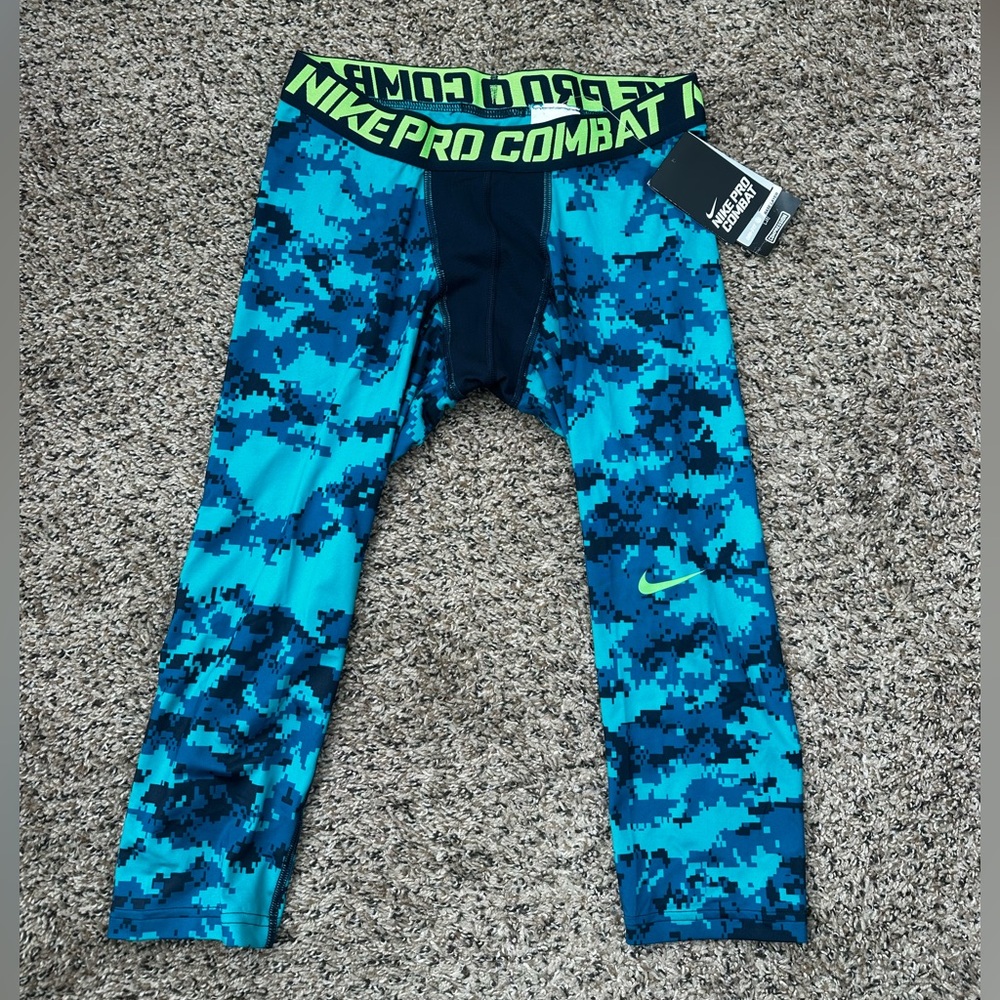 Nike Pro Combat Teal and Neon Green Base Layer